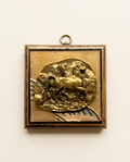 Gold horse pendant on vintage coromandel frame art 