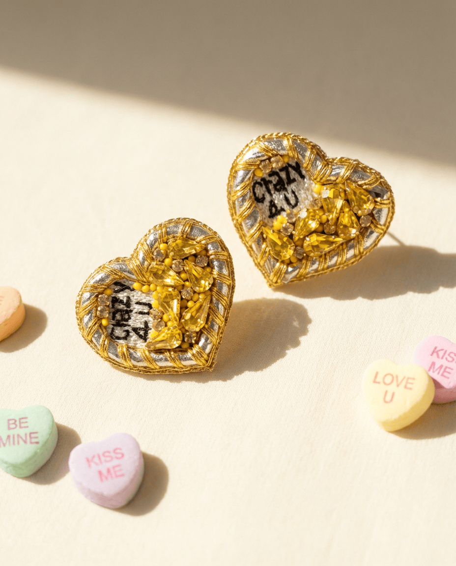 Yellow Conversation Heart Studs