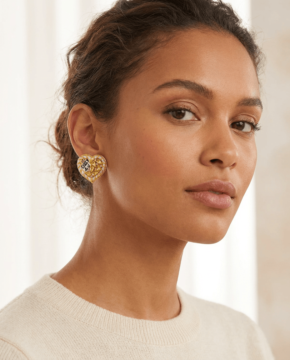 Yellow Conversation Heart Studs