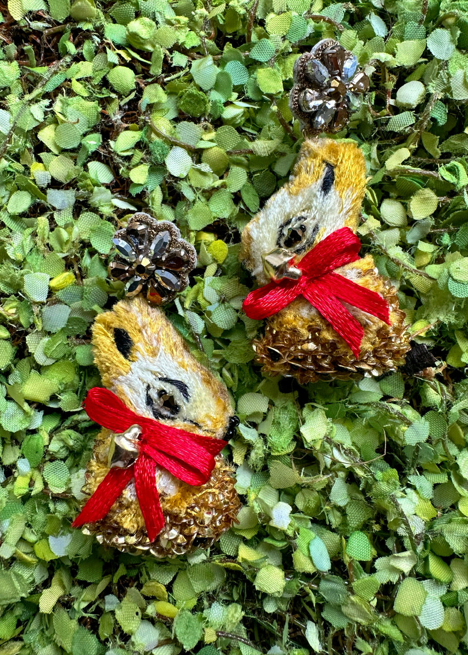 Bowtie Rabbit Earrings (3-D)