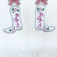 Wifey Floral Boot Earrings