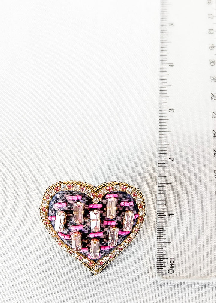 Navy Tweed Heart Earrings