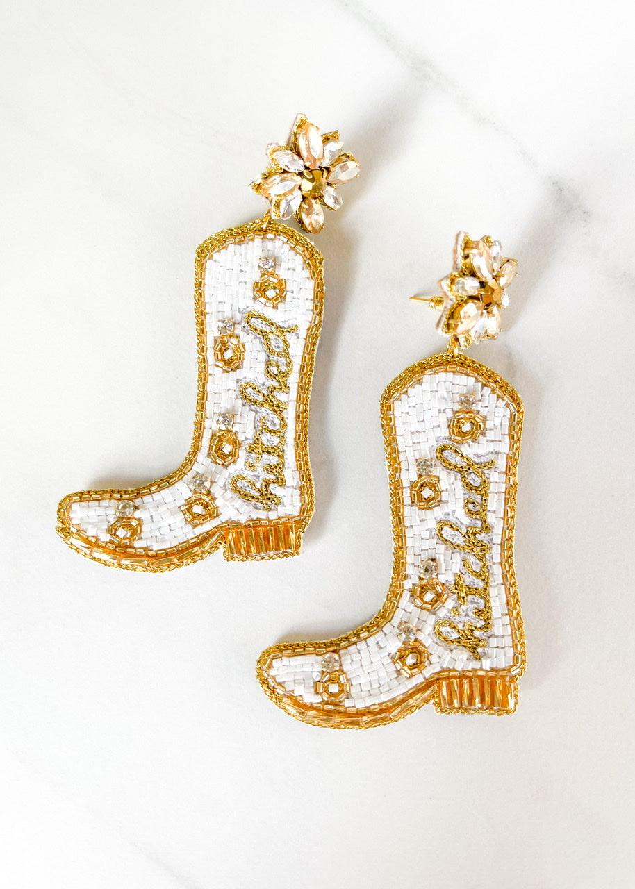 Bright White Hitched Earrings - Dos Femmes