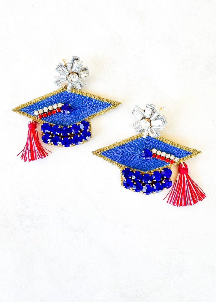 Congrats Grad Blue Earrings - Dos Femmes