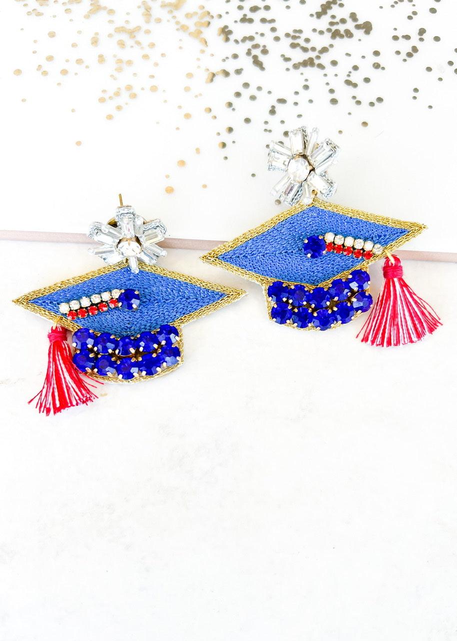 Congrats Grad Blue Earrings - Dos Femmes