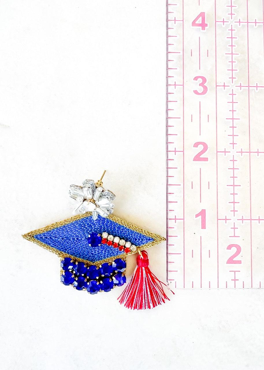 Congrats Grad Blue Earrings - Dos Femmes