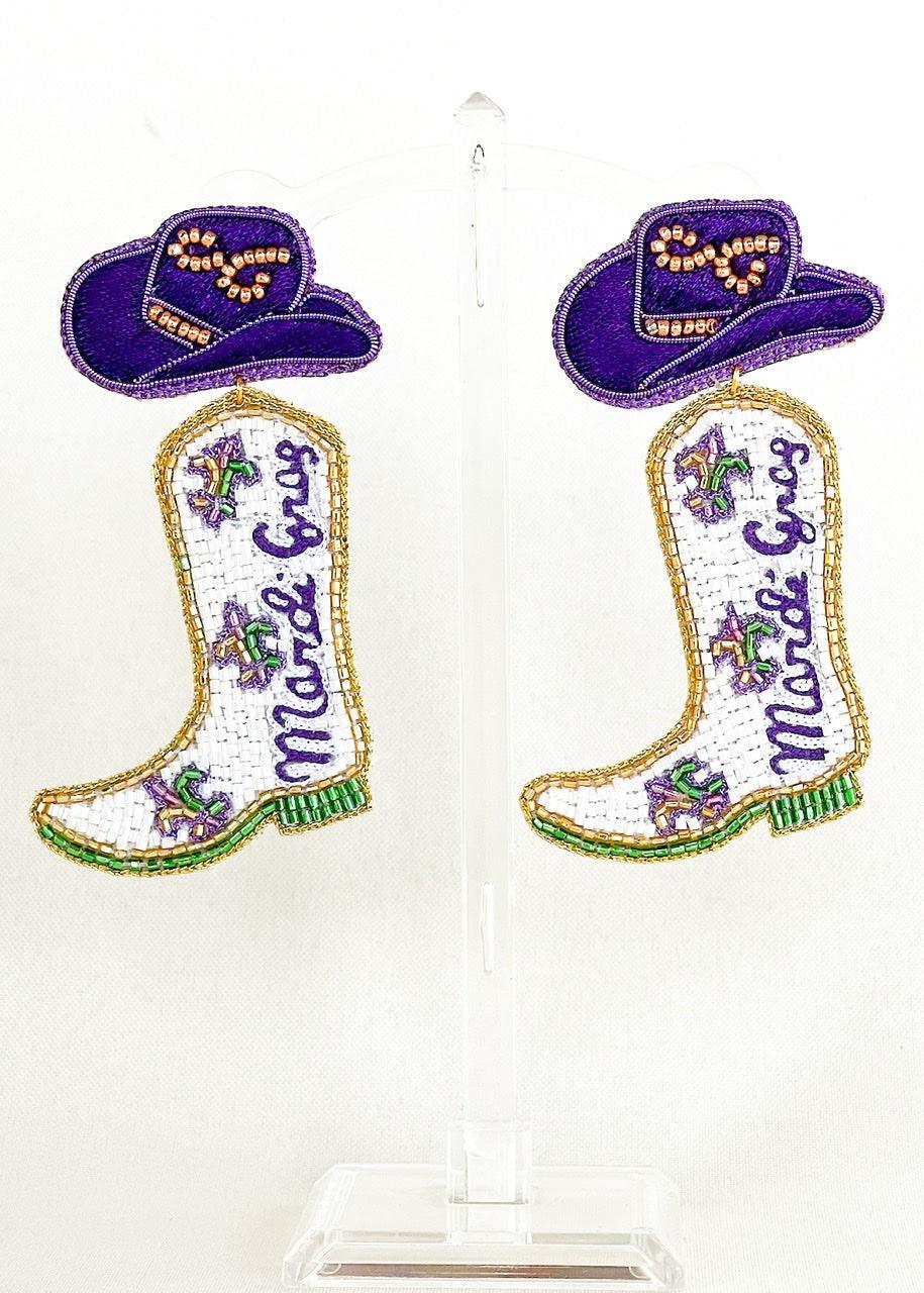 Mardi Gras Boot Earrings - Dos Femmes